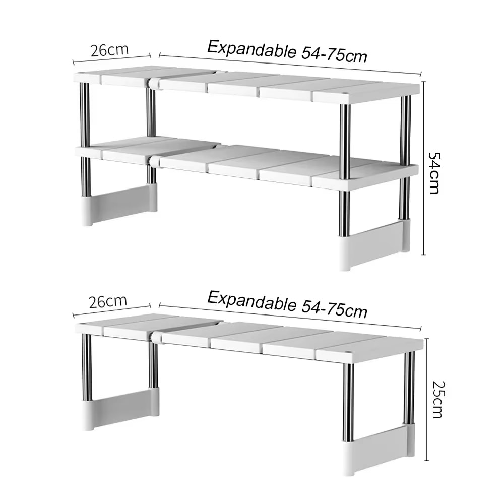 Adjustable Closet Organizer Shelf Stackable Expandable Storage Rack For Kitchen Sink Wardrobe 3