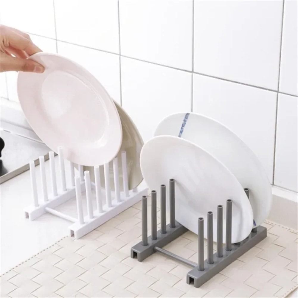 Modern Kitchen Plate Rack Set Dish Drainer Organizer With Pot Lid Stand Pack 4