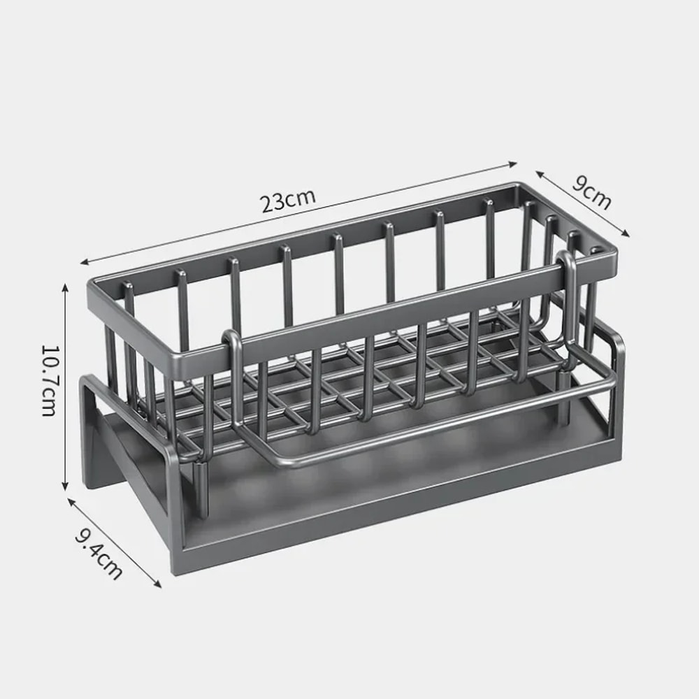 No Drill Sink Organizer Rack With Drain Tray MultiUse Kitchen Storage Rack For Faucet Sponge Holder 5