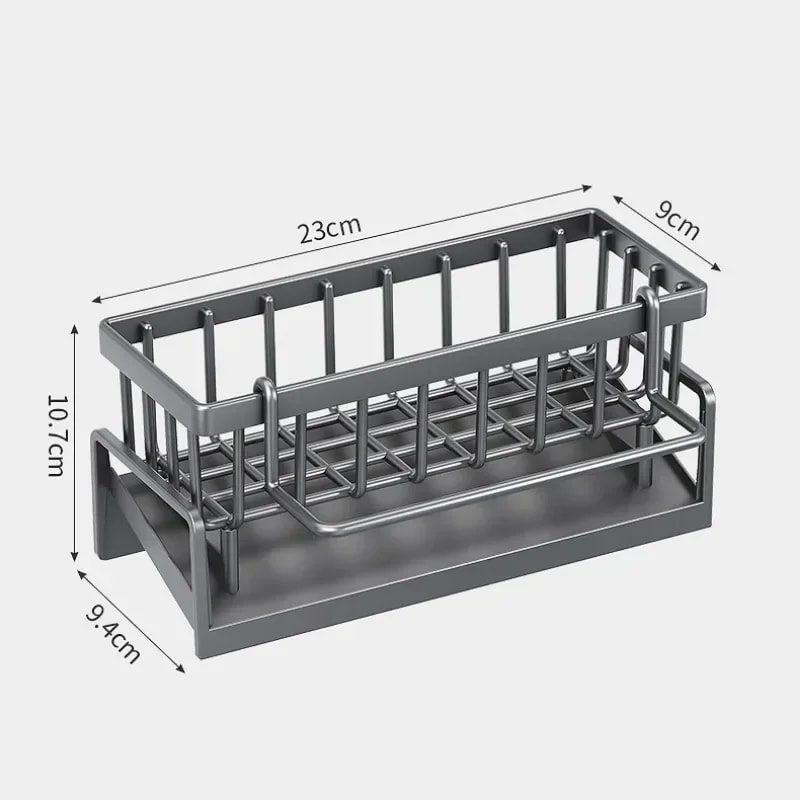 No Drill Sink Organizer Rack With Drain Tray MultiUse Kitchen Storage Rack For Faucet Sponge Holder 5