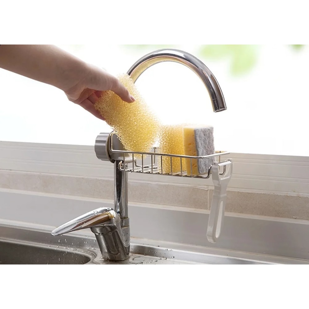 Adjustable Stainless Steel Sink Rack Kitchen Organizer with Drain Holder