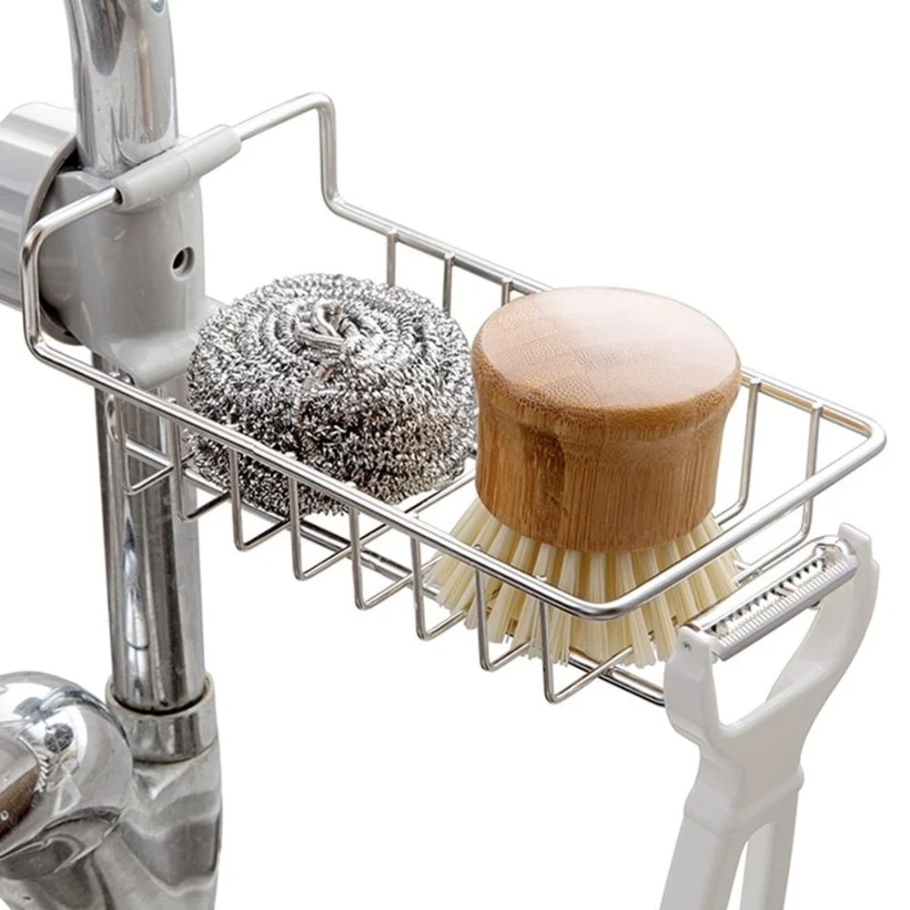 Adjustable Stainless Steel Sink Rack Kitchen Organizer with Drain Holder