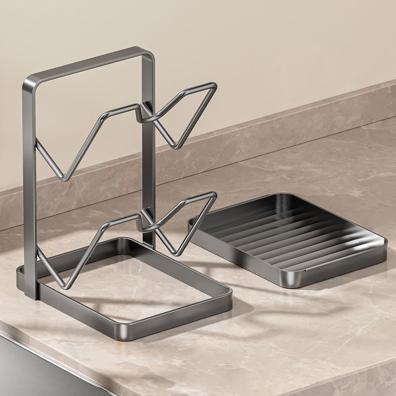 Multi Functional Kitchen Counter Organizer With Cutting Board Holder And Spatula Rack 4