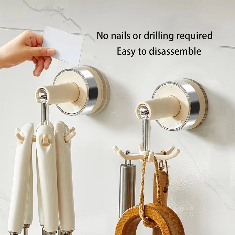 Rotating Suction Cup Hook Rack For Kitchen Wall Storage Organizer 4
