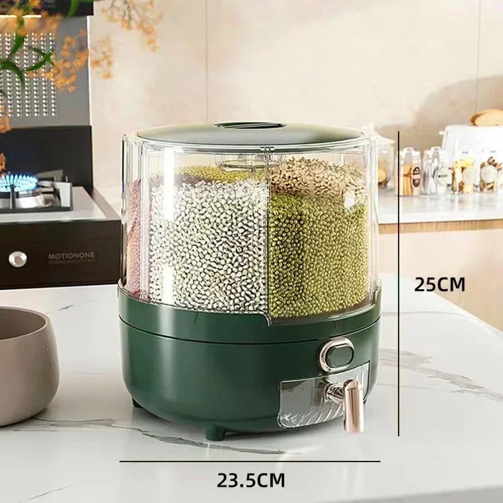 Rotating Airtight Grain Dispenser Multi Compartment Rice Storage Container 5