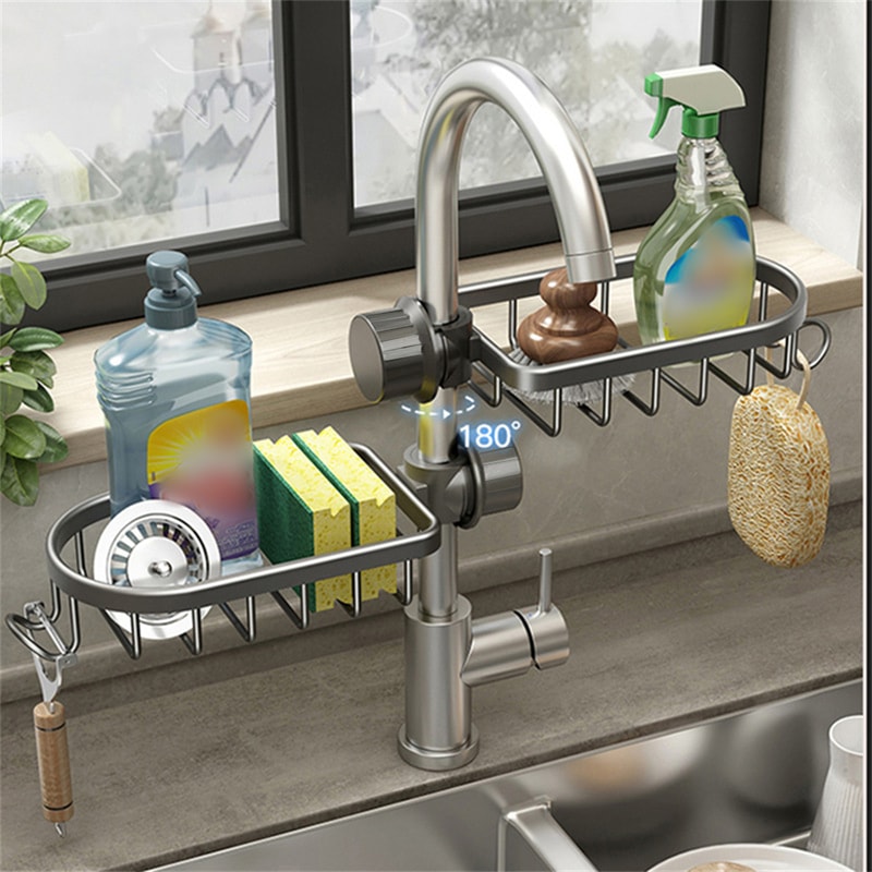Two Way Drain Kitchen Sponge Holder Sink Caddy Organizer Rack