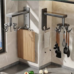 rotating kitchen utensil hook rack wall mounted organizer