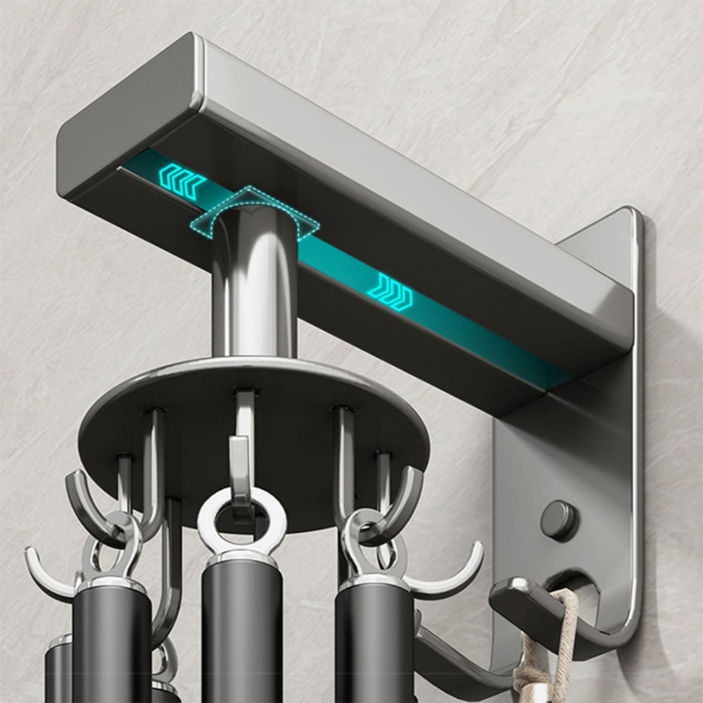 Rotating Kitchen Utensil Hook Rack Wall Mounted Organizer