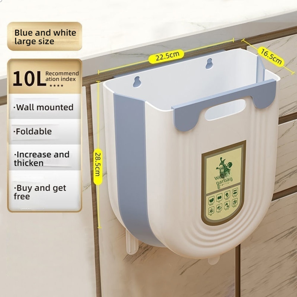 Space Saving Kitchen Hanging Trash Can Foldable Cabinet Door Waste Bin 3