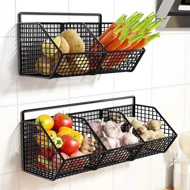 Wall Mounted Garlic Storage Box & Onion Organizer Shelf for Kitchen Space Saving