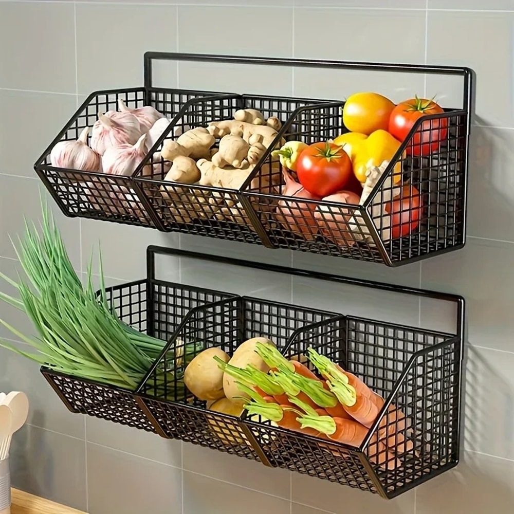 Wall Mounted Garlic Storage Box & Onion Organizer Shelf for Kitchen Space Saving