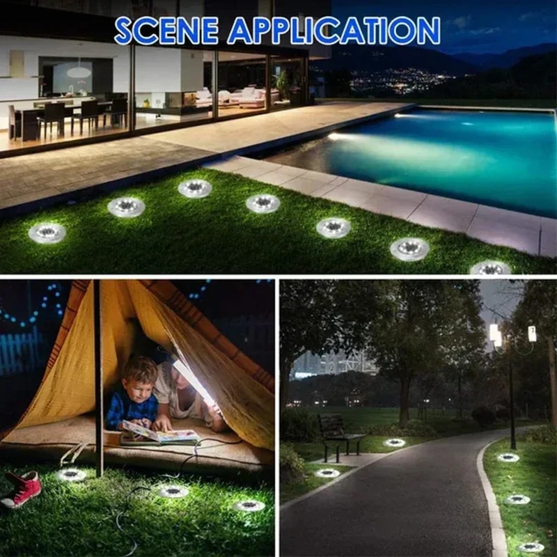 Solar Disk Garden Lights Outdoor Waterproof LED Ground Pathway Lights 0