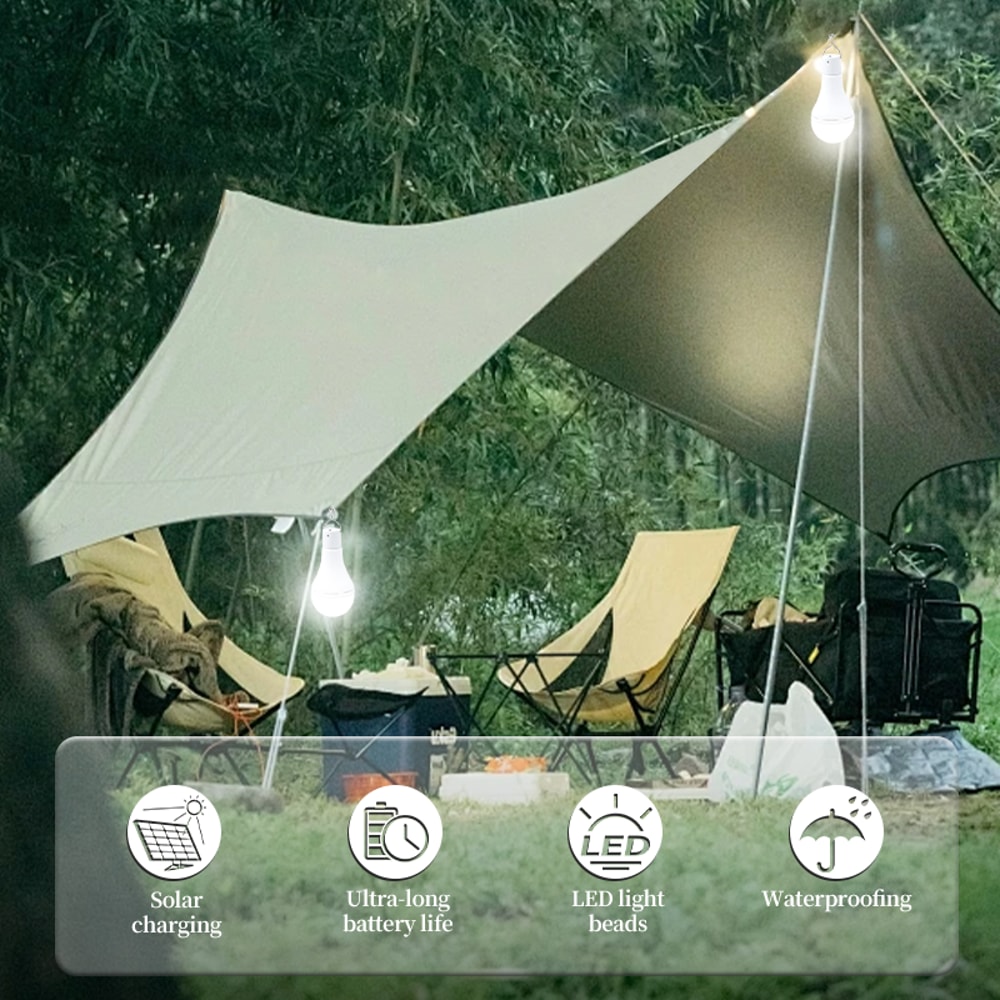 Solar Camping Light USB Rechargeable Waterproof LED Lantern For Outdoor Emergency Use 2