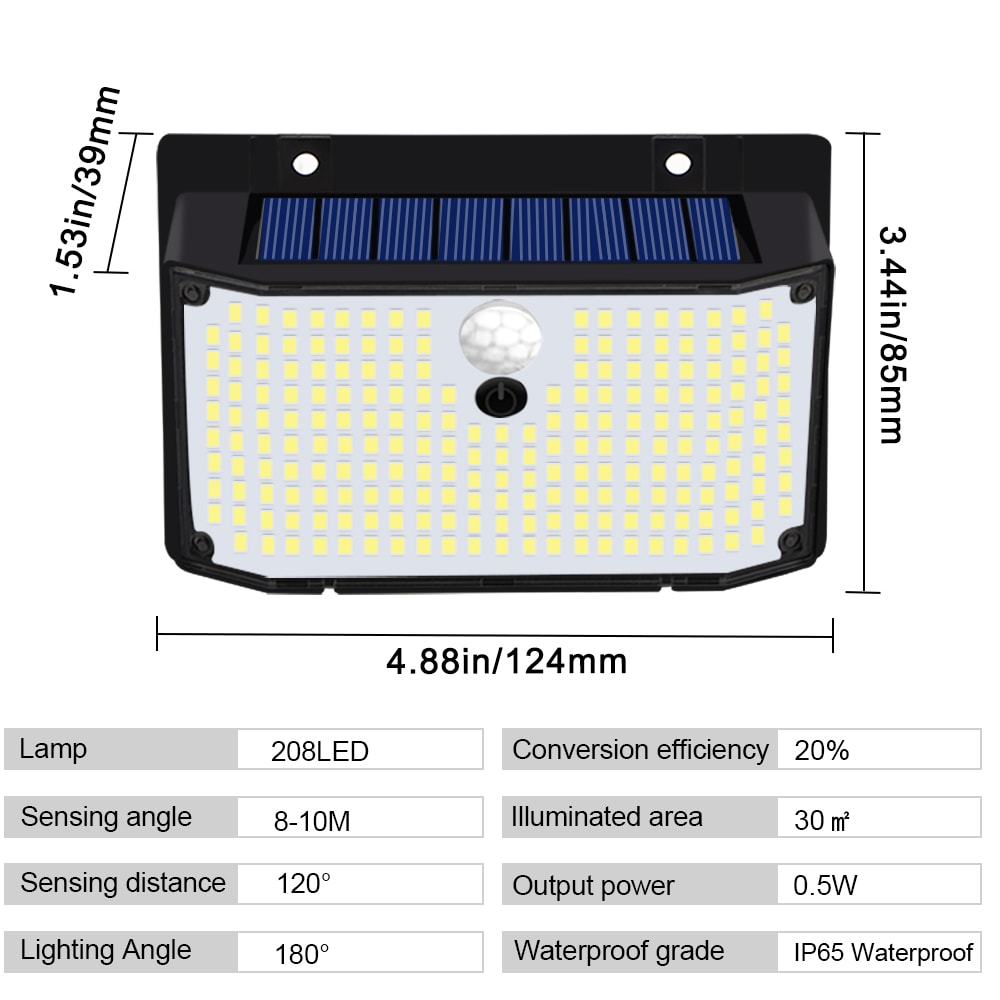 High Output Solar Motion Sensor Security Light LED Waterproof Wall Lamp