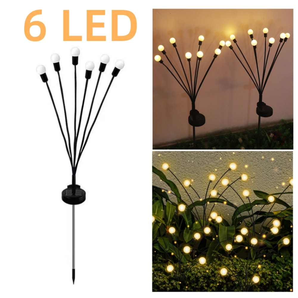 Solar Firefly Garden Lights Outdoor Waterproof Swaying LED Pathway Lights 6