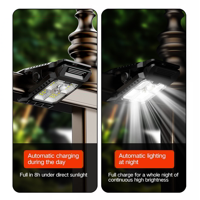 Solar Motion Sensor Clamp Light Waterproof LED Work Light For Outdoor Camping And Garage 5