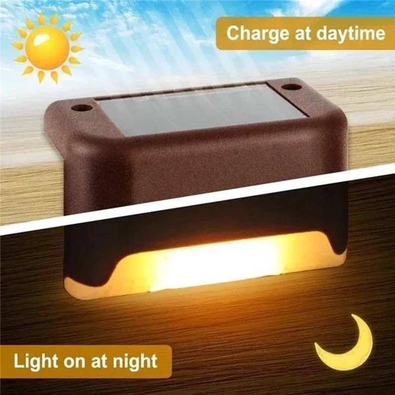 Solar Deck Lights Waterproof LED Step Fence Pathway Lighting Set 2