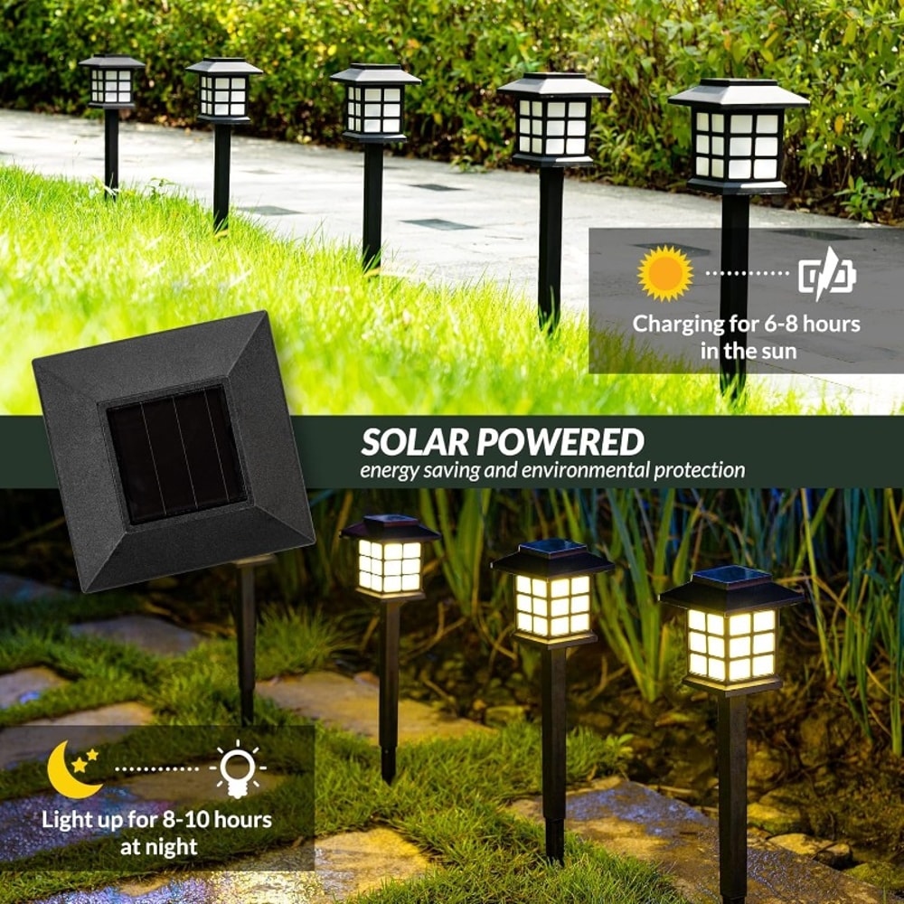 Solar Pathway Lights Pack Waterproof Outdoor Garden Lights for Yard Walkway Decor