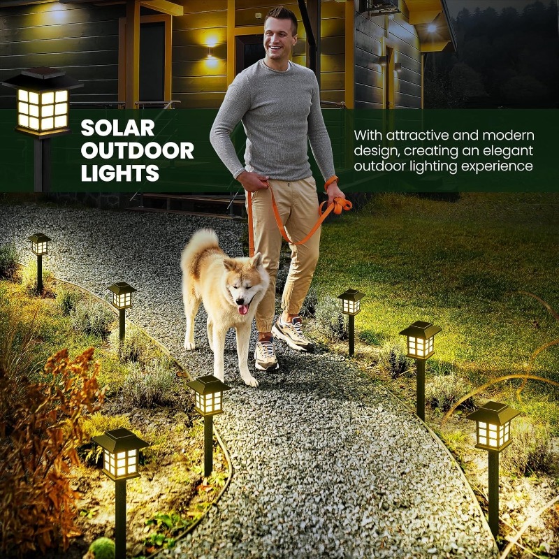 Solar Pathway Lights Pack Waterproof Outdoor Garden Lights for Yard Walkway Decor