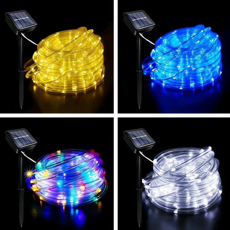 Solar LED Rope Fairy Lights Outdoor Waterproof Garden String Lights