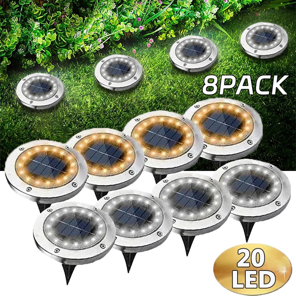 Solar Garden Disk Lights Waterproof InGround LED Pathway Lighting 0
