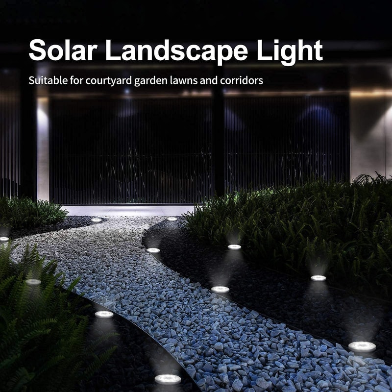 Solar Garden Disk Lights Waterproof InGround LED Pathway Lighting 4