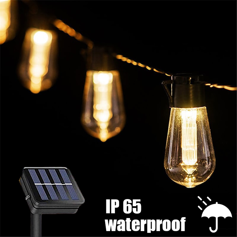 Solar String Lights Outdoor Waterproof Vintage Edison Bulbs For Garden Patio Decor 5