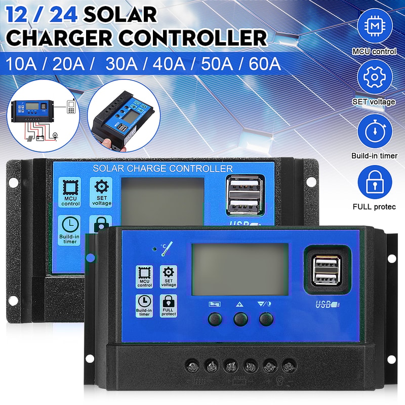 Smart PWM Solar Charge Controller With LCD Dual USB Fast Charging 1