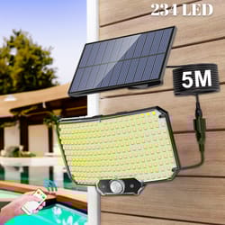 led solar motion sensor light with remote ip65 waterproof outdoor security flood light