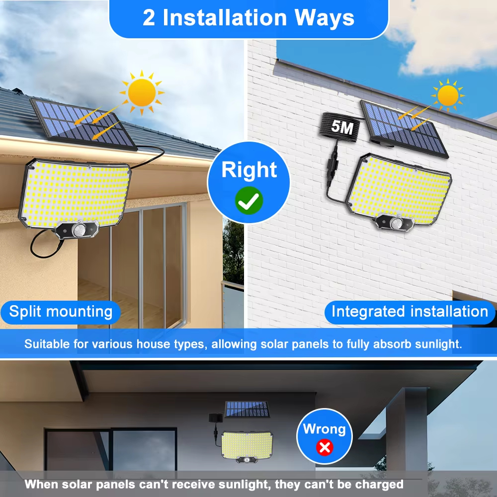 LED Solar Motion Sensor Light With Remote IP65 Waterproof Outdoor Security Flood Light 4
