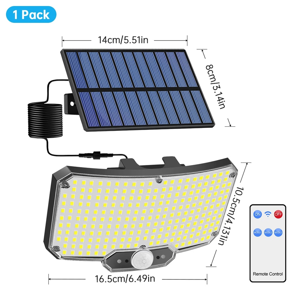 LED Solar Motion Sensor Light With Remote IP65 Waterproof Outdoor Security Flood Light 6