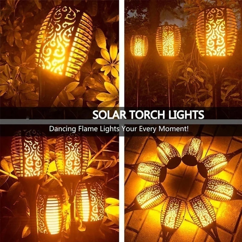 Solar Flame Torch Lights Waterproof Outdoor Garden Pathway Decor 3
