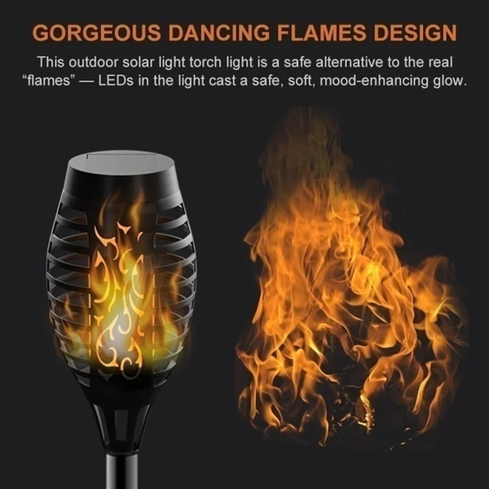 Solar Flame Torch Lights Waterproof Outdoor Garden Pathway Decor 5