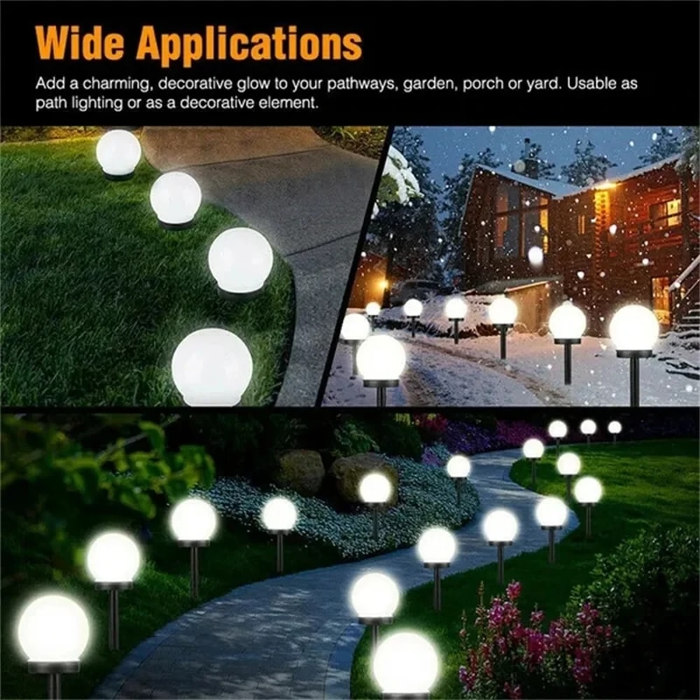Solar LED Garden Globe Lights Waterproof Outdoor Pathway Yard Lighting Set 1