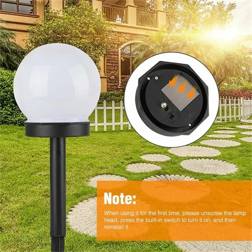 Solar LED Garden Globe Lights Waterproof Outdoor Pathway Yard Lighting Set 4