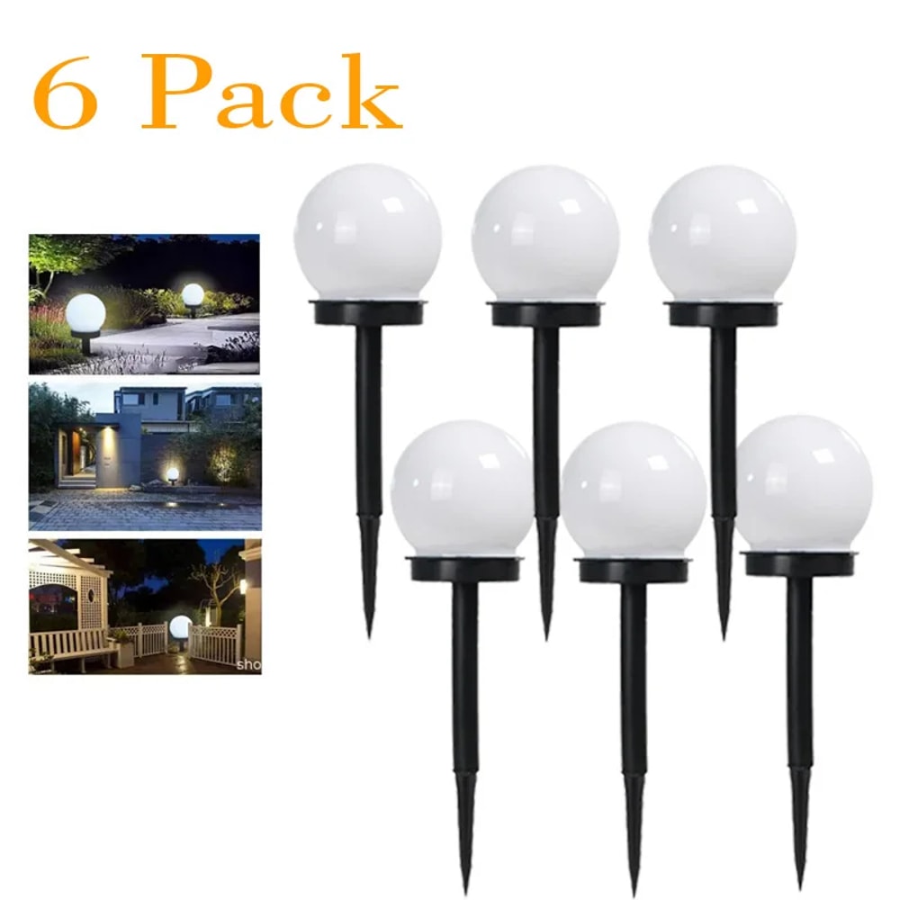 Solar LED Garden Globe Lights Waterproof Outdoor Pathway Yard Lighting Set 8