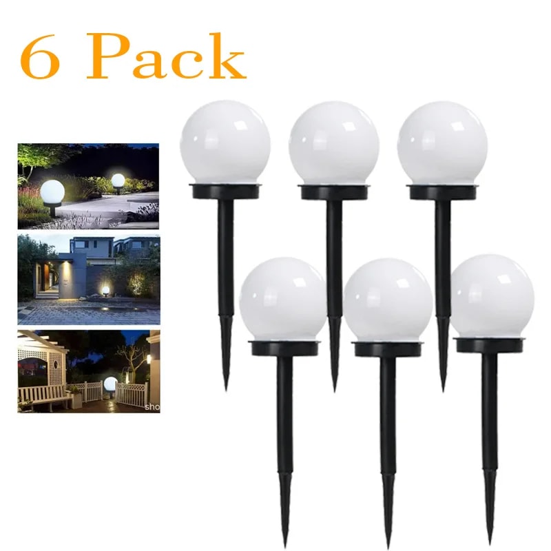 Solar LED Garden Globe Lights Waterproof Outdoor Pathway Yard Lighting Set 8