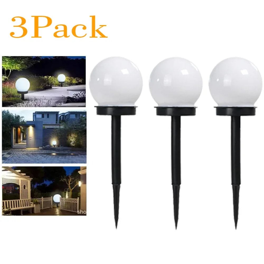 Solar LED Garden Globe Lights Waterproof Outdoor Pathway Yard Lighting Set 7