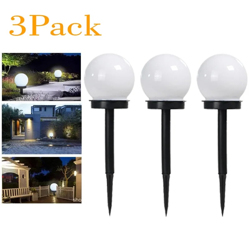 Solar LED Garden Globe Lights Waterproof Outdoor Pathway Yard Lighting Set 7
