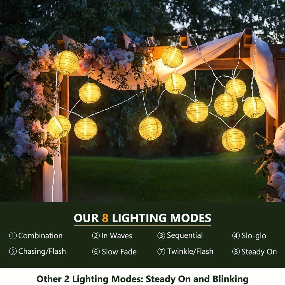 Solar Lantern String Lights Waterproof Outdoor Fairy Lights for Patio Garden Decor