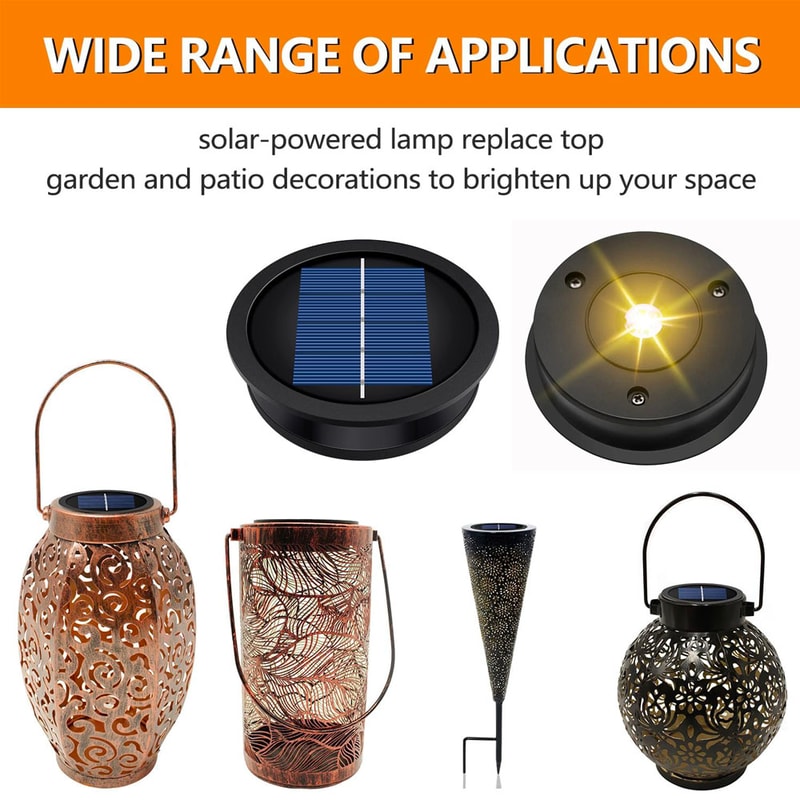 Solar Lantern Replacement Top Waterproof LED Solar Light Lid For Garden Outdoor Decor 5