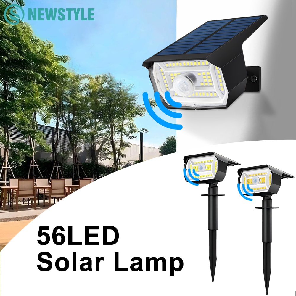 LED Solar Motion Sensor Outdoor Spotlights Waterproof Garden Security Lights