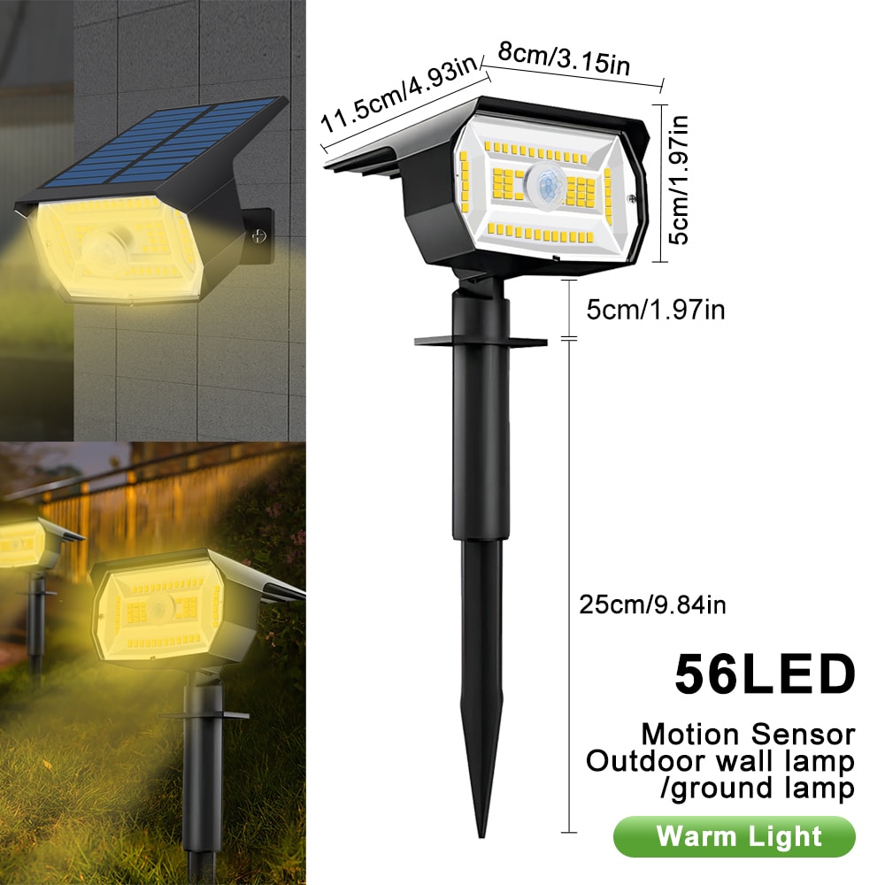 LED Solar Motion Sensor Outdoor Spotlights Waterproof Garden Security Lights