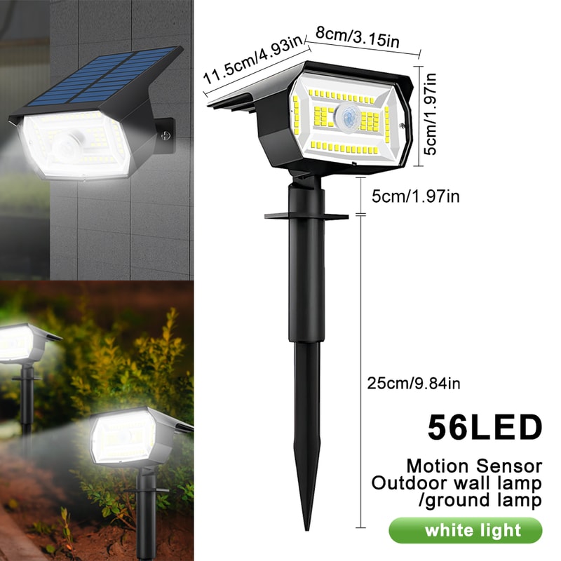 LED Solar Motion Sensor Outdoor Spotlights Waterproof Garden Security Lights