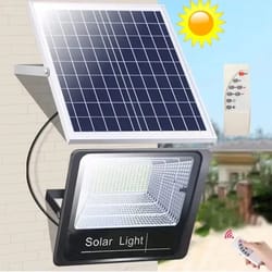 solar flood light with remote control outdoor waterproof spotlight