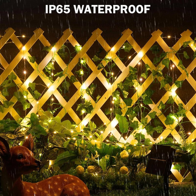 Solar Ivy Outdoor String Lights Waterproof Solar Outdoor String Lights with LEDs for Garden & Party Decor