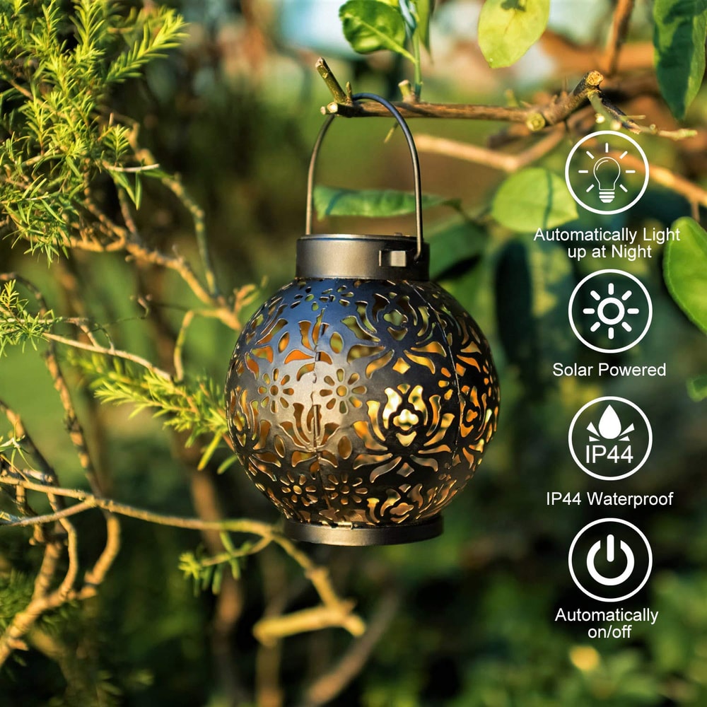 Solar Hanging Garden Lantern Waterproof LED Projection Light for Outdoor Decor