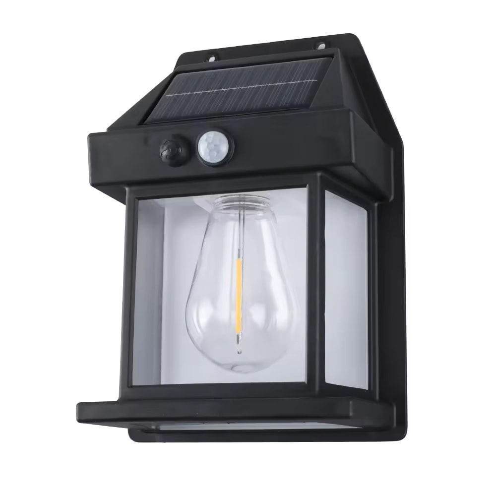 Solar Motion Sensor Wall Lantern with Retro Glow Outdoor Garden Light