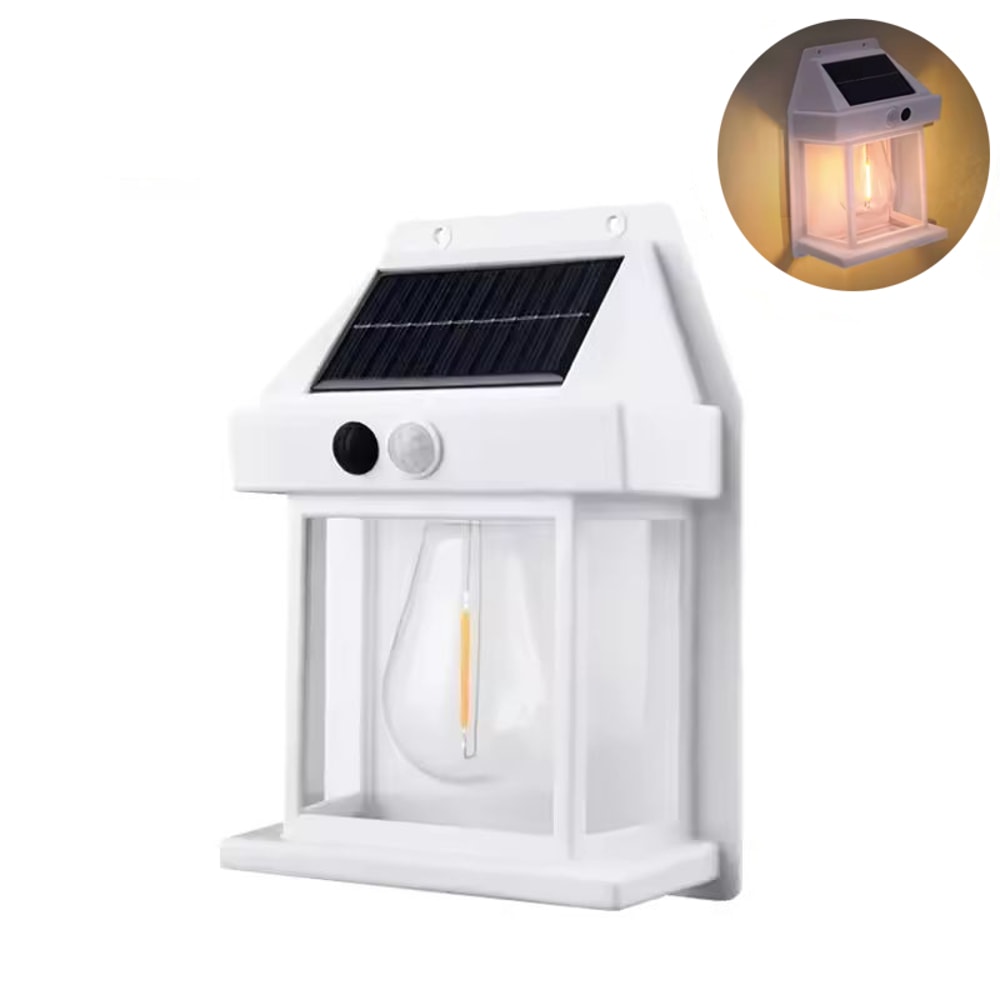 Solar Motion Sensor Wall Lantern with Retro Glow Outdoor Garden Light
