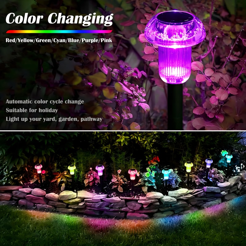 Solar Mushroom Pathway Lights Outdoor LED Garden Stakes for Walkways and Lawn Decor
